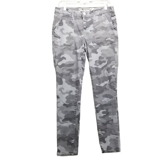 Seven7 Jeans Womens 4 Concrete Gray Camo Utility Ankle Skinny Stretch Denim - Picture 1 of 15